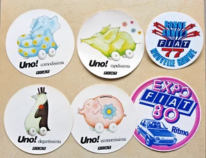 Lot 6 stickers FIAT UNO RITMO autocollant publicitaire vintage adesivo 1977 - Imagen 1 de 2