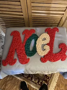 Popcorn plastica fusa vintage NOEL decorazione da parete natalizia 20 x 12 pollici - Foto 1 di 2