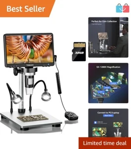 High-Resolution Digital Microscope 7" Screen - Perfect for Soldering & Observing - Picture 1 of 11