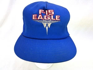 Vtg McDonnell Douglas F-15 Eagle Embroidered Mesh Trucker Hat Snapback - Picture 1 of 7