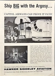 Hawker Siddeley Aviation Whitworth Gloster Argosy Freighters Vtg Print Ad 1963 - Picture 1 of 6
