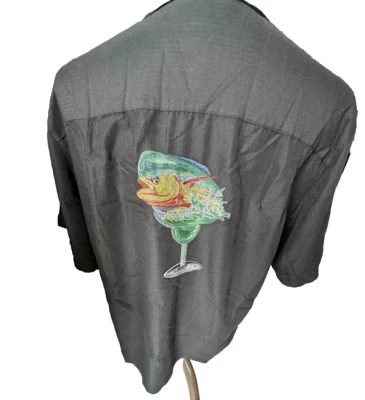 Hook & Tackle Mens Short Sleeve Button Limited Edition Embroidered Martini Large - Image 1 of 4