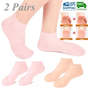 2 Pair Foot Care Socks Spa Silicone Moisturizing Gel Anti Cracking Protector US - Picture 1 of 12