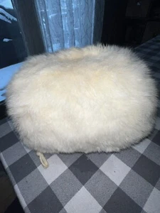 Scaldamani vintage con cinturino da polso invernale in pelliccia di coniglio bianco sporco 8,5”x5,5” - Foto 1 di 3