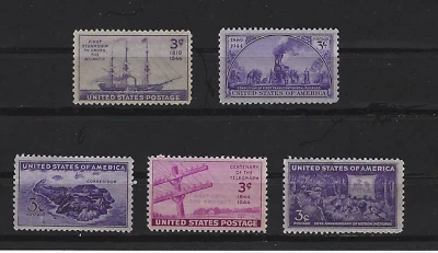 1944 US Commemorative Stamp Set #922-926 MINT NH WWII Era – Full Year - Image 1 of 2