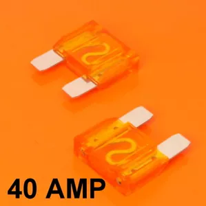 High Quality 2 x 40 Amp Maxi Blade Fuse Fuses Orange 40A Car Van Bike Large Fuse - Picture 1 of 1