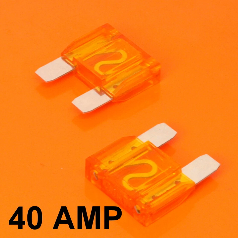 High Quality 2 x 40 Amp Maxi Blade Fuse Fuses Orange 40A Car Van Bike Large Fuse - Image 1 of 1