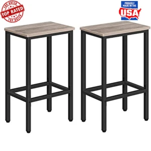 Set of 2 Retro Style Metal Bar Stools Industrial Counter Chairs Dining Room New - Picture 1 of 7