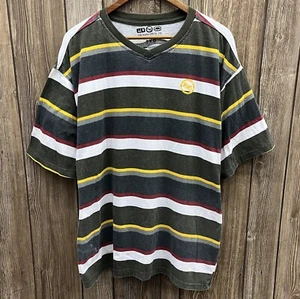 Vintage Y2K Ecko Unltd Logo Striped V Neck Tee Shirt Multicolored Mens 3XL XXXL - Picture 1 of 9