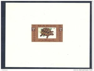 Morocco 20 Fr. Turtle in a Trial Color Proof Sheet in a Brown Border MH - Picture 1 of 1