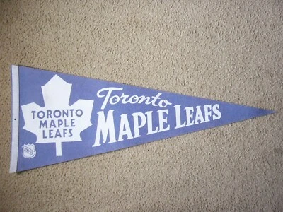 EARLY 1980'S TRENCH TORONTO MAPLE LEAFS NHL HOCKEY PENNANT FLAG SHARP!! BLUE - Image 1 of 4