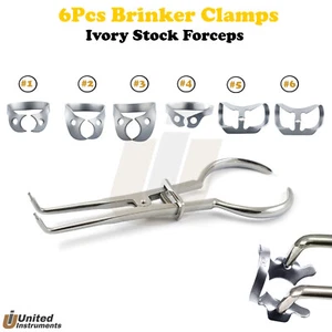 Endodontic Brinker Clamps Dental Rubber Dam Ivory Stoke Forceps Set - Picture 1 of 8