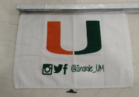 2 University Of Miami Hurricanes Logo 15" x 10" Towels 100% Cotton Cover