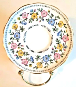Copelands Grosvenor China England L Floral Saucer 6" Pink Yellow Blue Green - Picture 1 of 7