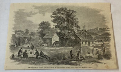 "Гравировка журнала 1861 ~ BAILEY'S CROSS ROADS / REBEL STEAMER ""СТРАНИЦА""" - Изображение 1 из 2