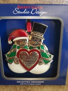 2021 Our First Christmas Together Ornament Snowman Couple Gloria Duchin Crystals - Picture 1 of 3
