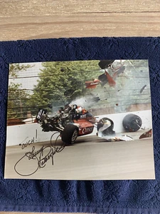 Johnny Rutherford Ouch! Autographed 1990 Indy 500 Crash Photo Signed 8x10 "Rare" - Picture 1 of 1