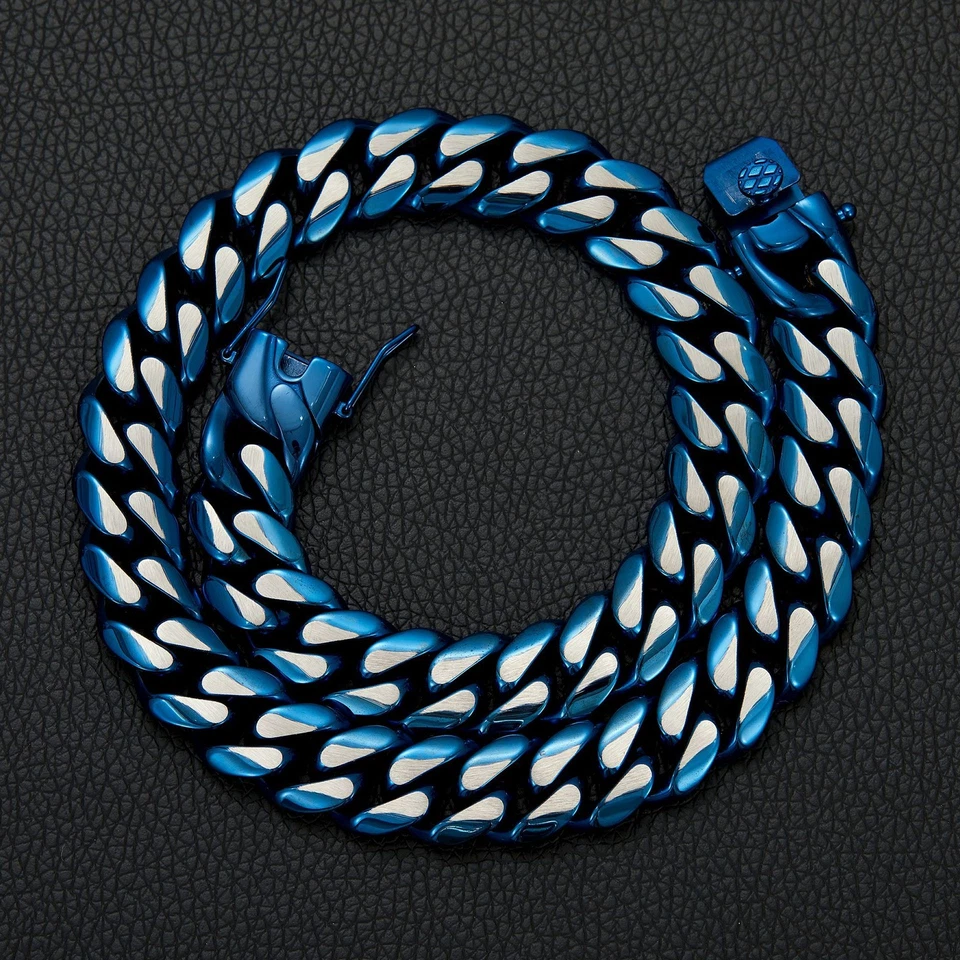 Collar pulsera cadena cubana de acero inoxidable macizo hip hop joyería para hombre-14 mm Foto 1 de 4