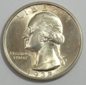 Bonito cuarto Washington 1935-S plata brillante sin circular 25c - Imagen 1 de 4