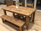 FARMHOUSE RUSTIC TABLE & BENCH SET - VARIOUS SIZES AVAILABLE - MADE TO MEASURE