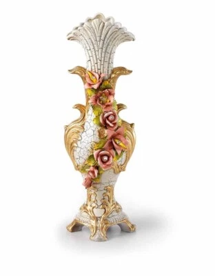 Jarrón Jarrones Capodimonte Cerámica Piso Alto con para Flores Hoja de Oro Foto 1 de 4