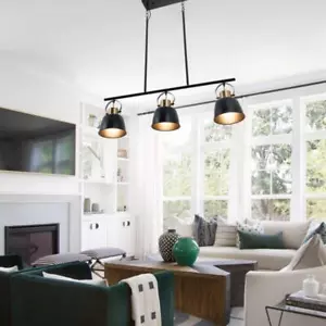 Industrial Pendant Fixtures Black Kitchen Chandelier 3-Lights Ceiling Lighting - Picture 1 of 11