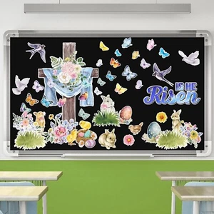 Easter Bulletin Board Decorations He Is Risen Cutouts with Glue Point Spring Eas - Picture 1 of 6