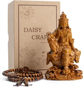 Wooden Guan Yin Bodhisattva Statue for Meditation and Spiritual Decor - Picture 1 of 12