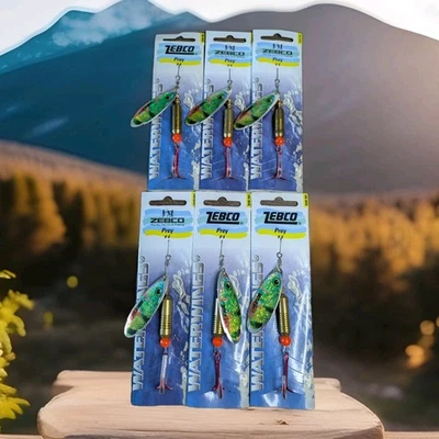 6 x Señuelo giratorio verde vintage Zebco Waterwings Prey talla 4 14,5 g Foto 1 de 4