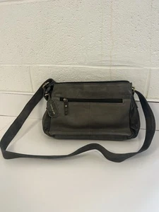 Great American Leatherworks Dark Gray Leather Shoulder Crossbody Satchel Purse - Picture 1 of 10