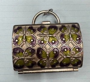 Judith Leiber Esmalte Mariposa Baratija Pastillero Caja Monedero Púrpura Neiman Marcus - Imagen 1 de 5