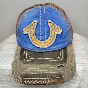 Vintage True Religion Logo Y2K Baseball Cap Trucker Hat Adjustable Leather Strap - Picture 1 of 16