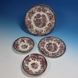 Royal Staffordshire Clarice Cliff Tonquin Plum - 2 Bowls, Bread & Salad Plates - Picture 1 of 4