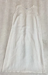 Maxi abito Liz & Jane 3XL lino bianco senza maniche fibre naturali terra bohemien - Foto 1 di 10
