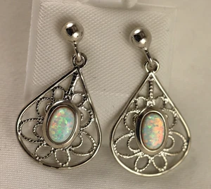 Pendientes colgantes/gotas de ópalo creados en laboratorio - Imagen 1 de 6