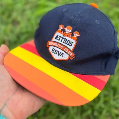 Kids Houston Astros Buddies Club Hat BBVA Fan Club Snapback Baseball Cap Striped - Image 1 of 4