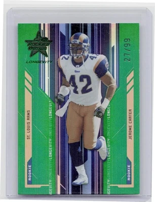 2005 Leaf Rookies & Stars Longevity Jerome Carter Emerald /99 #200 Rams - Image 1 of 2