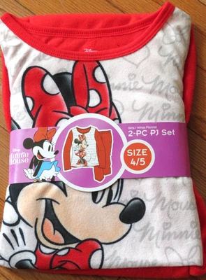 Disney MINNIE MOUSE 2 piezas Pijama Rojo Ligero Franela Set 4/5 *NUEVO* Foto 1 de 2