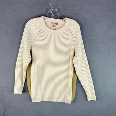 Suéter Guess Para Hombres Crema Verde Oliva Tejido Acanalado Algodón Cuello Redondo XL Foto 1 de 4