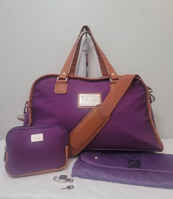 JM New York Purple 3 Piece Set Carry-On Weekender Duffel Pouch Hanging Organizer - Image 1 of 4