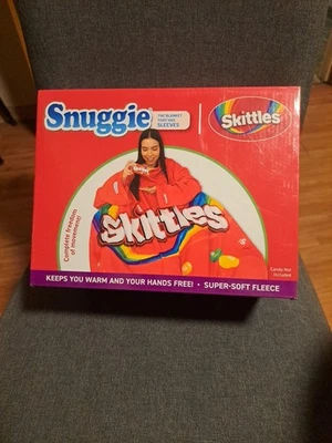 Snuggie Skittles Wearable Soft Fleece Blanket w/ Sleeves Christmas Gift NEW