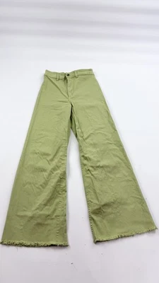Billabong Jeans Womens 25 Sage Green Wide Leg High Rise Raw Hem Frayed Stretch - Image 1 of 4