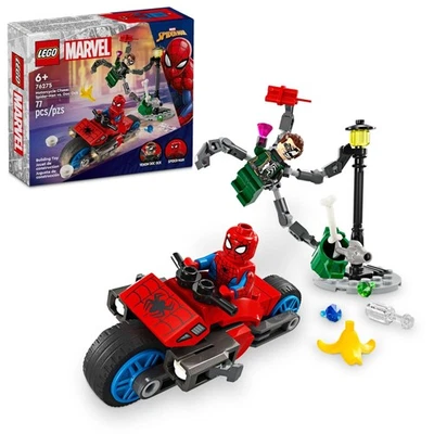LEGO Marvel Bike Chase: Spider-Man vs. Doc Ock, Building Toy with Stud Shooters  - Image 1 of 4
