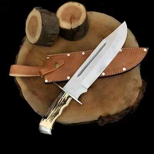 Custom Handmade D2 Steel Hunting Bowie knife With Stag Horn Handle. - Picture 1 of 4