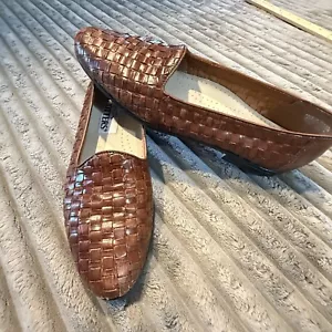 EUC Trotters Liz flache braune bequeme Damen-Slipper aus geflochtenem Leder Größe 7S - Bild 1 von 9