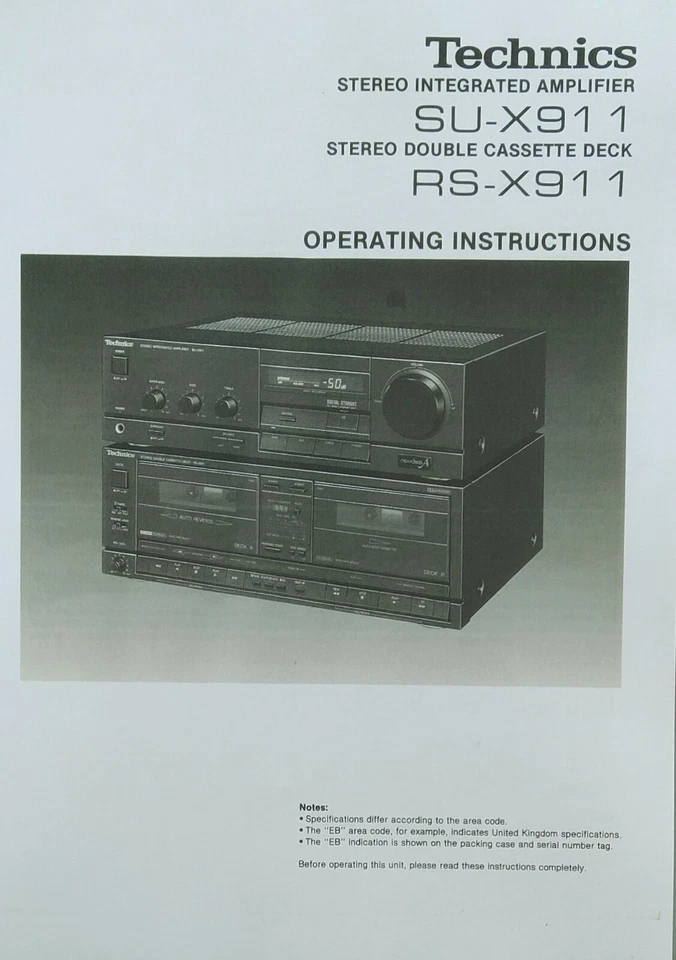 Technics SU-X911 - RS-X911 - Midi System - Operating Instructions - USER MANUAL  - Image 1 of 1