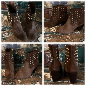 BROWN SUEDE BOOTS BY DESIGNER JESSICA SIMPSON SIZE 6 STUDDED - Picture 1 of 6