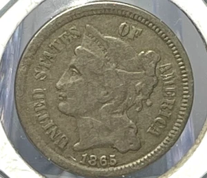 Three Cent Nickel 1865 -Civil War Era-75% Copper - USSC01NT - Picture 1 of 2