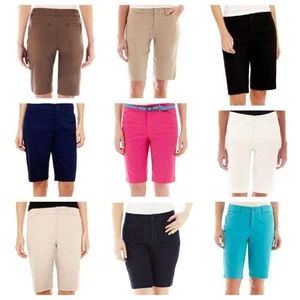 St. John's Bay Women's Shorts Bermuda Secretly Slender 2, 4, 12 or 16 - Picture 1 of 5