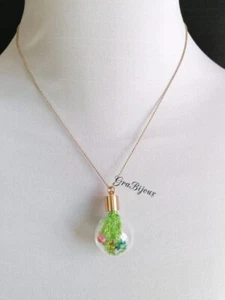 Collana ciondolo ampolla in vetro con fiori - Picture 1 of 1
